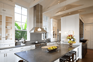 Kitchen with matte finish quartz counters