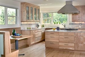 Kitchen with non polished wooden cabinetry