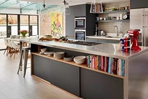 Kitchen island with shelves