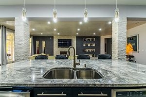 closeup of kitchen marble counters