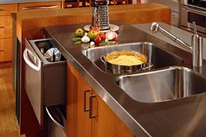 kitchen or bath with stainless steel counters