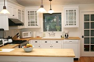 kitchen with butcher block countertop