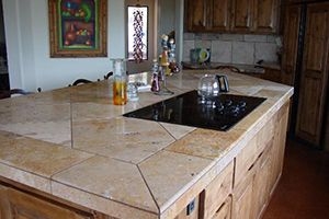 kitchen with stone countertops