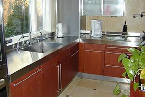 kitchen with stainless steel counters