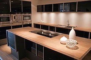 kitchen with wooden countertops