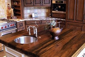 wooden countertop with stains