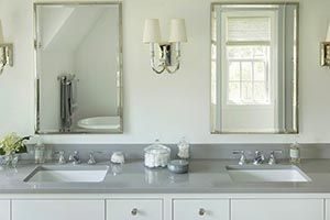 bathroom with quartz countertops