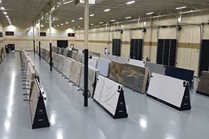 granite slabs in showroom