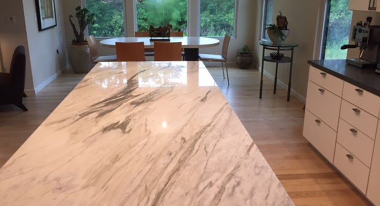 (closeup of Calacatta marble slab