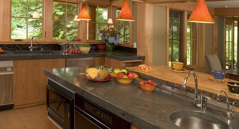 concrete countertop photo with a slash across it