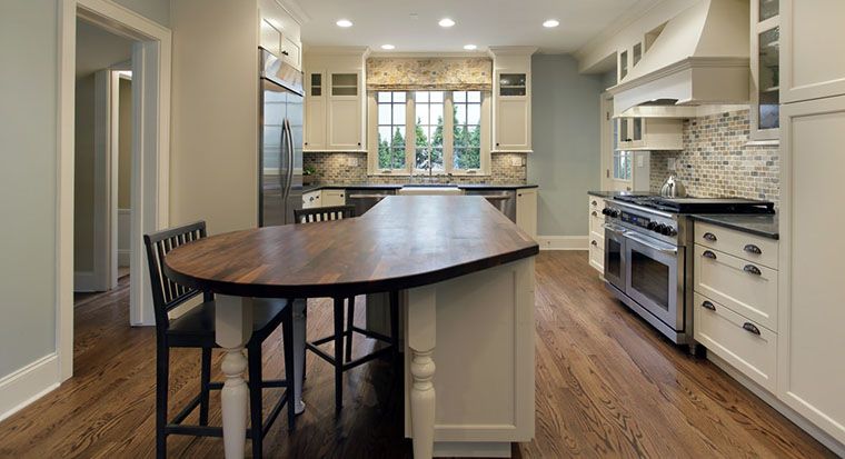 curved kitchen island