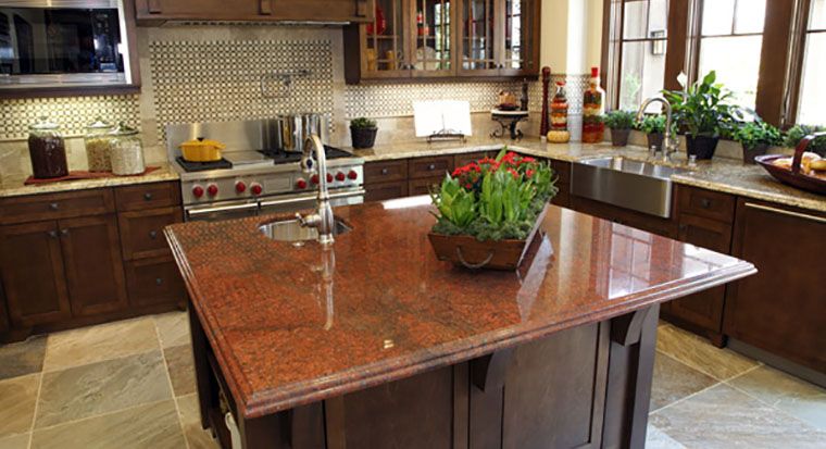 red granite countertops