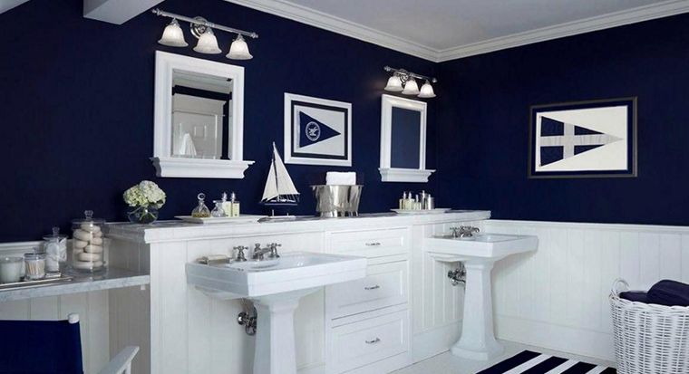 Navy blue bathroom