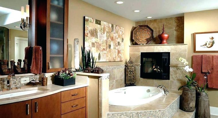 bathroom with earth tones