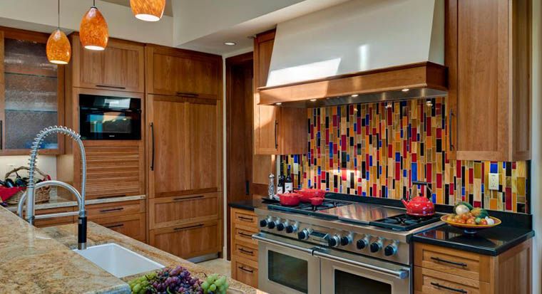 colorful mosaic backsplash