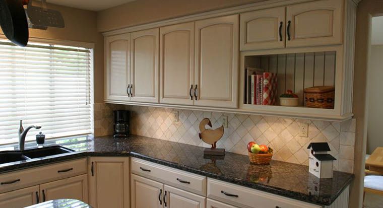 Canvas quartz countertops in small kitchen